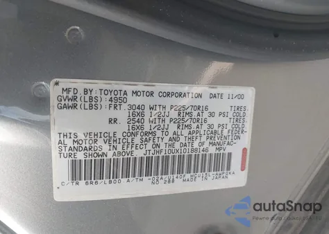 2001 Lexus Rx 300 z USA, uszkodzony, nr VIN JTJHF10UX10188146